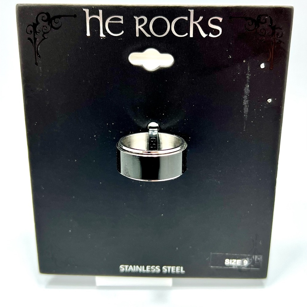 He Rocks Steel Ring Size 9